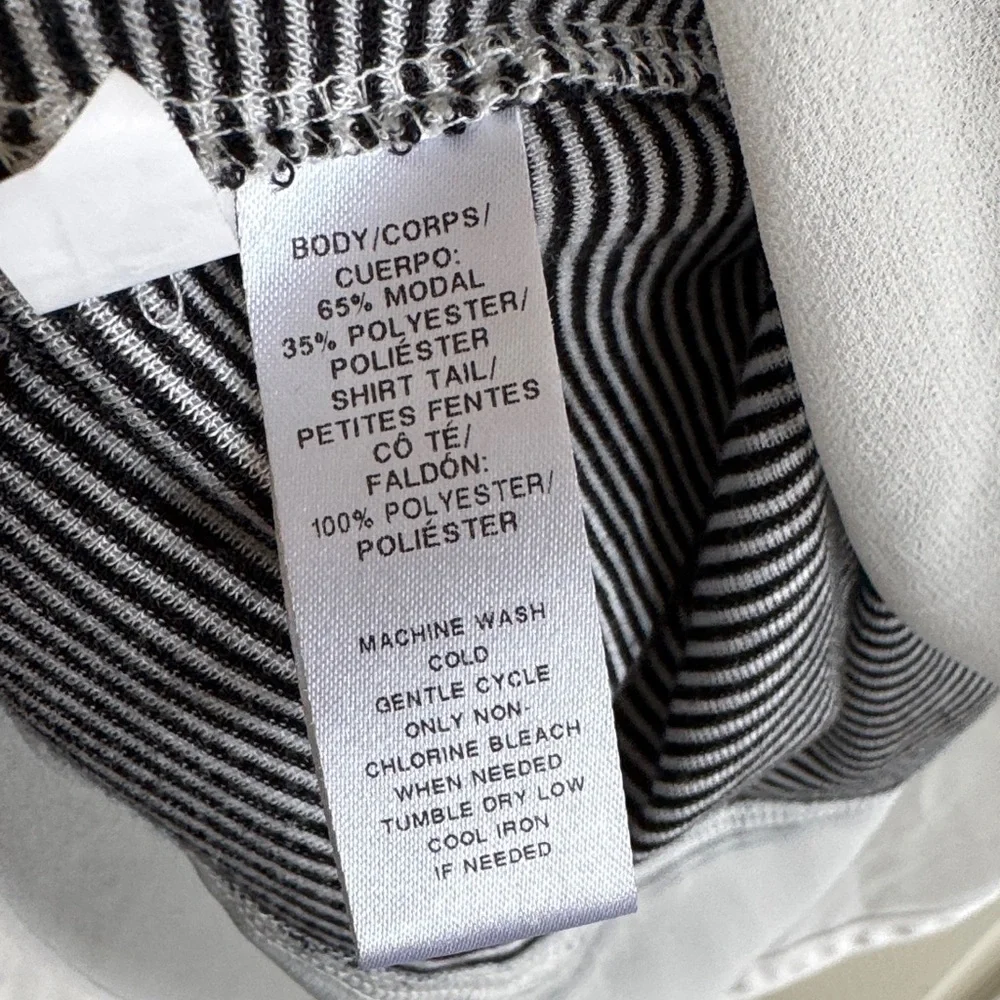 LOFT Black and White Striped Long Sleeve Tee - Picture 4 of 4